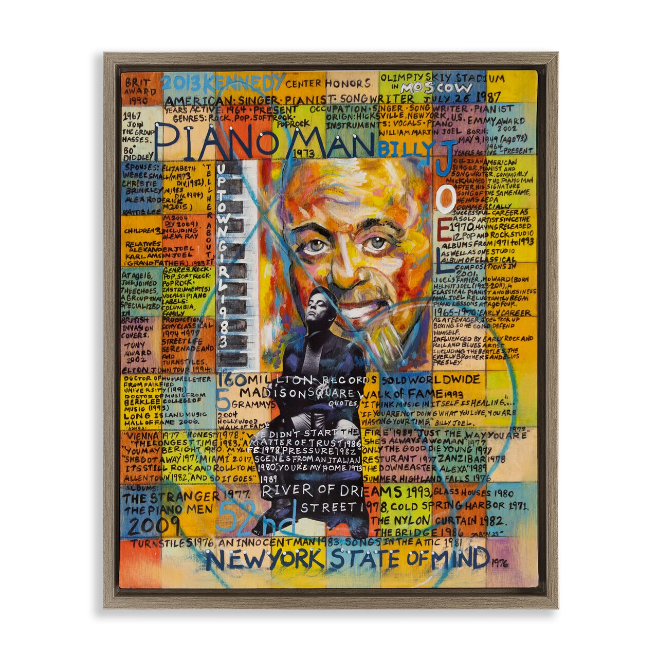 Stupell Industries Billy Joel Collage Framed Floater Canvas Wall Art Design by Sabin